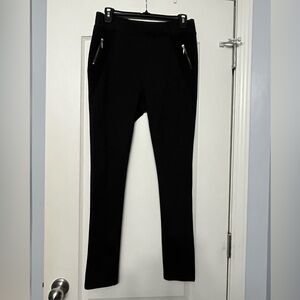 Ci Sono Black Dressy Stretch Leggings with Zipper Accents